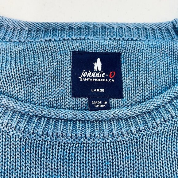 johnnie-O Kordell Linen Blend Crewneck Sweater Laguna Blue Size Large NWOT - Picture 3 of 10
